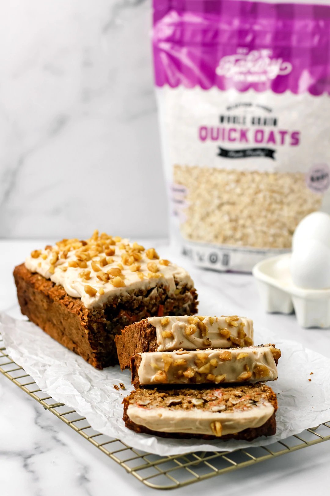 Carrot Cake Banana Bread with Cream Cheese Frosting