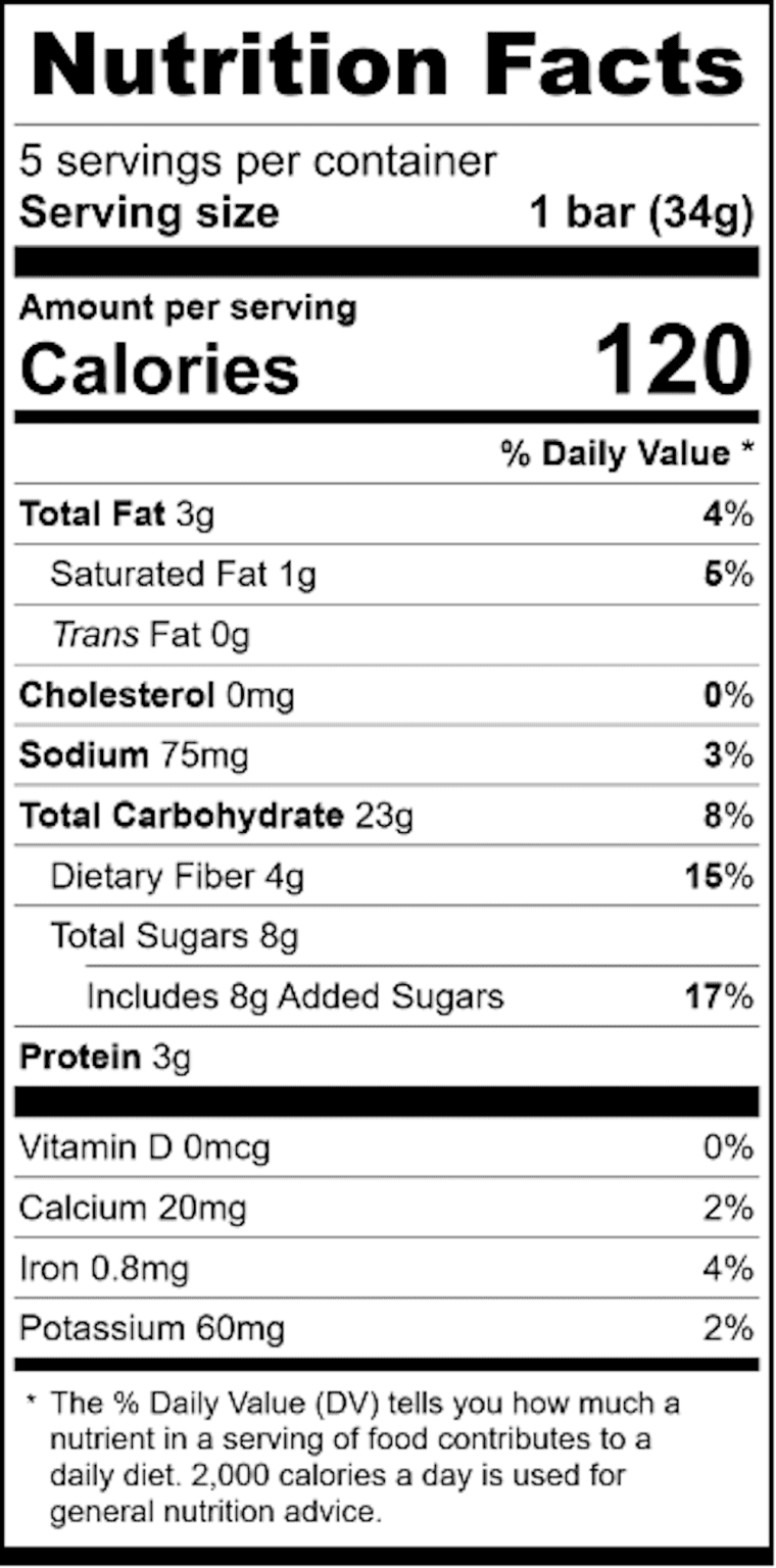 Oats And Honey Granola Bar Nutrition Facts Oats & Honey Granola Bar * Bakery on Main